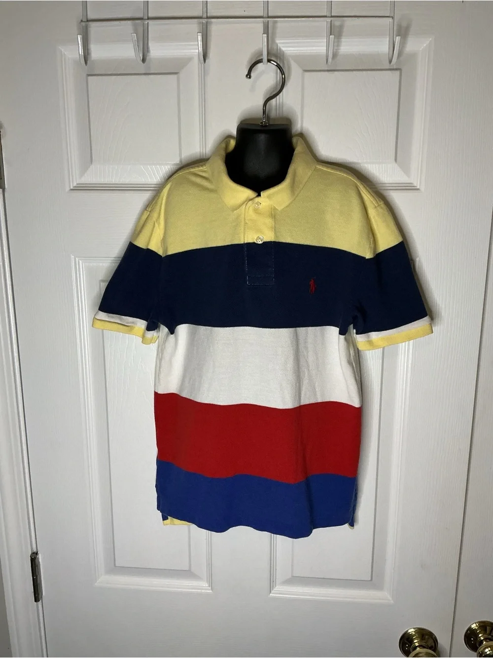 Ralph Lauren Boys Polo Shirt in Yellow, Navy, White, Red & Blue